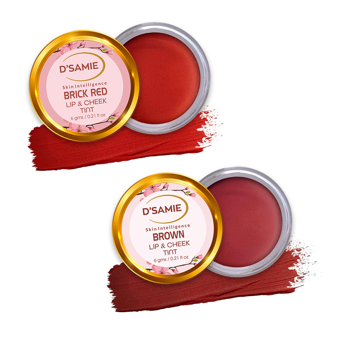 D'Samie Lip & Cheek Tint with Natural Flushing Glow, Silicon & Paraben Free, Pack of 2
