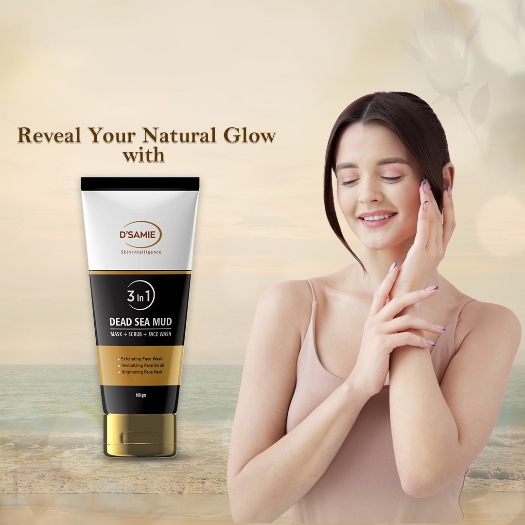 D'Samie Dead Sea Mud: The Ultimate 3-in-1 Mask, Scrub & Facewash for Radiant Skin - 100 gm