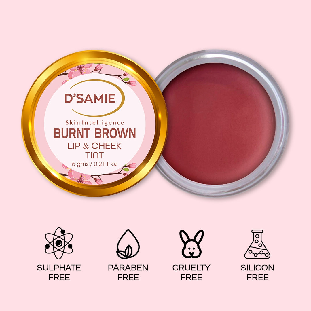 D'samie Lip & Cheek Tint Brown Lip Stain (Burnt Brown) (6g)