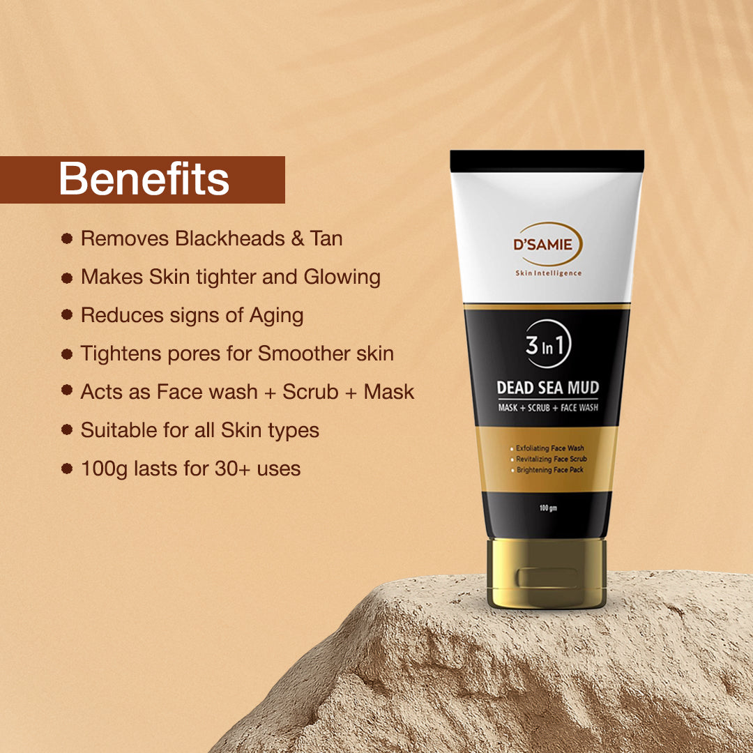 Dead Sea Mud 3-in-1 Face Cleanser & 18 Herbs Mineral-Free Hair Oil