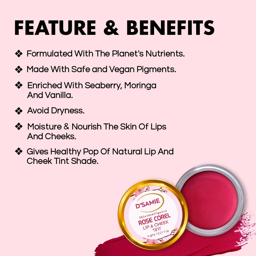 D'samie Lip & Cheek Tint Brown Lip Stain (Rose Corel) (6g)