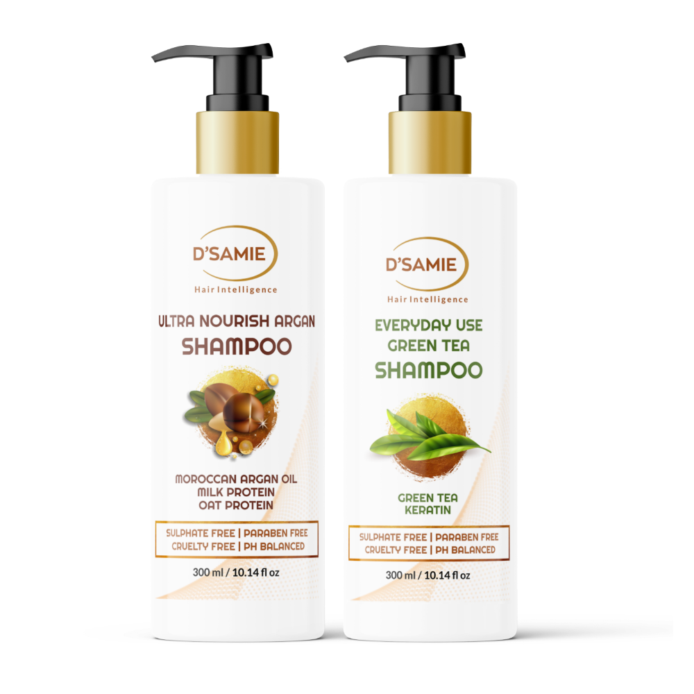 Combo Green Tea Shampoo & Ultra Nourish Argan Shampoo | Suitable for All Hair types